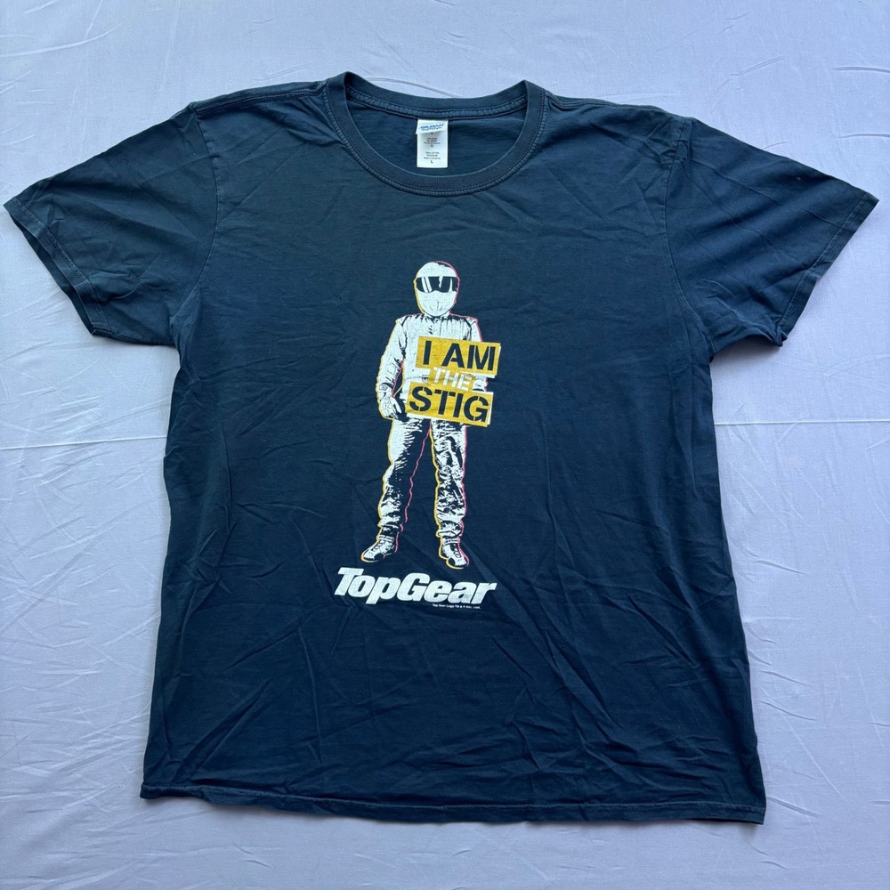 Vintage 2005 Top Gear I Am The Stig Graphic T-Shirt Mens Large Black BBC Gildan